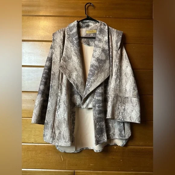 Y2K Snakeskin Drape Cross Over Jacket Women’s LARGE - Picture 4 of 13